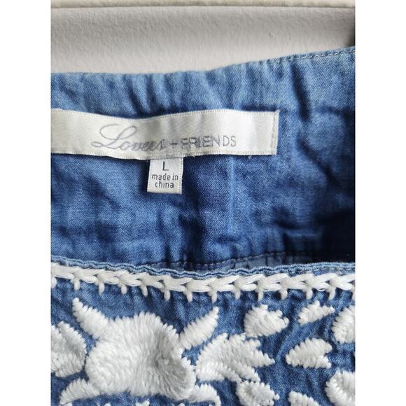 Lovers + Friends Revolve Dream Catcher Top Blue Lagoon Sz L chambray boho beach - Picture 5 of 9